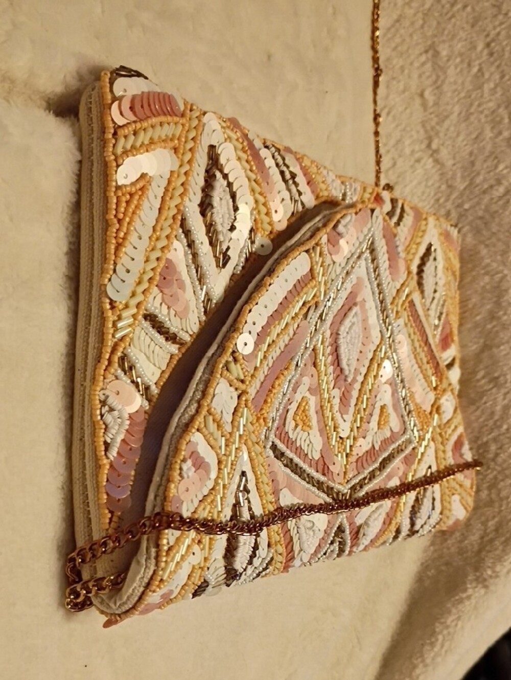 Jane Marie Glitz And Glam Embellished Sequin Envelope Clutch Pink & Gold. **** View 5